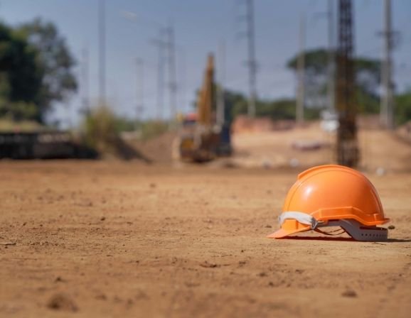 Empty construction site near riverbank